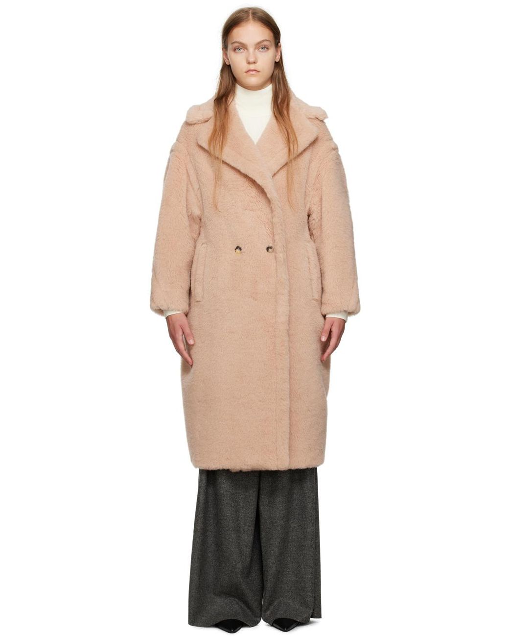 Max mara pink teddy coat cheap