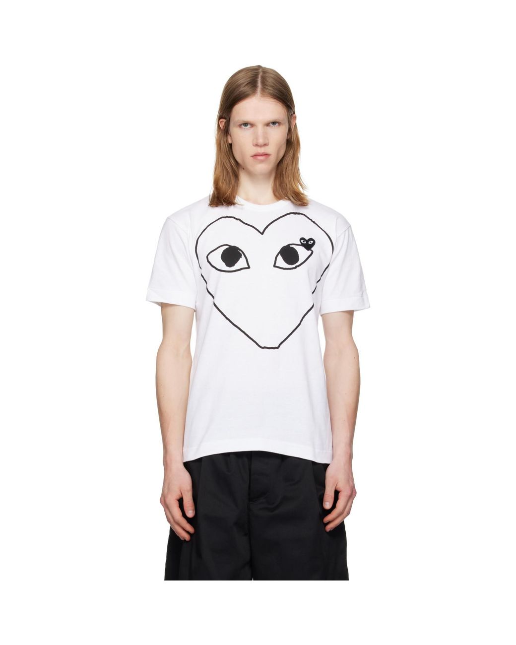 COMME DES GARÇONS PLAY White Outline Heart T-Shirt for men