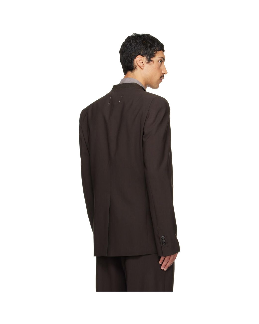 Maison Margiela Black Minimal Collar Wool Blazer for men
