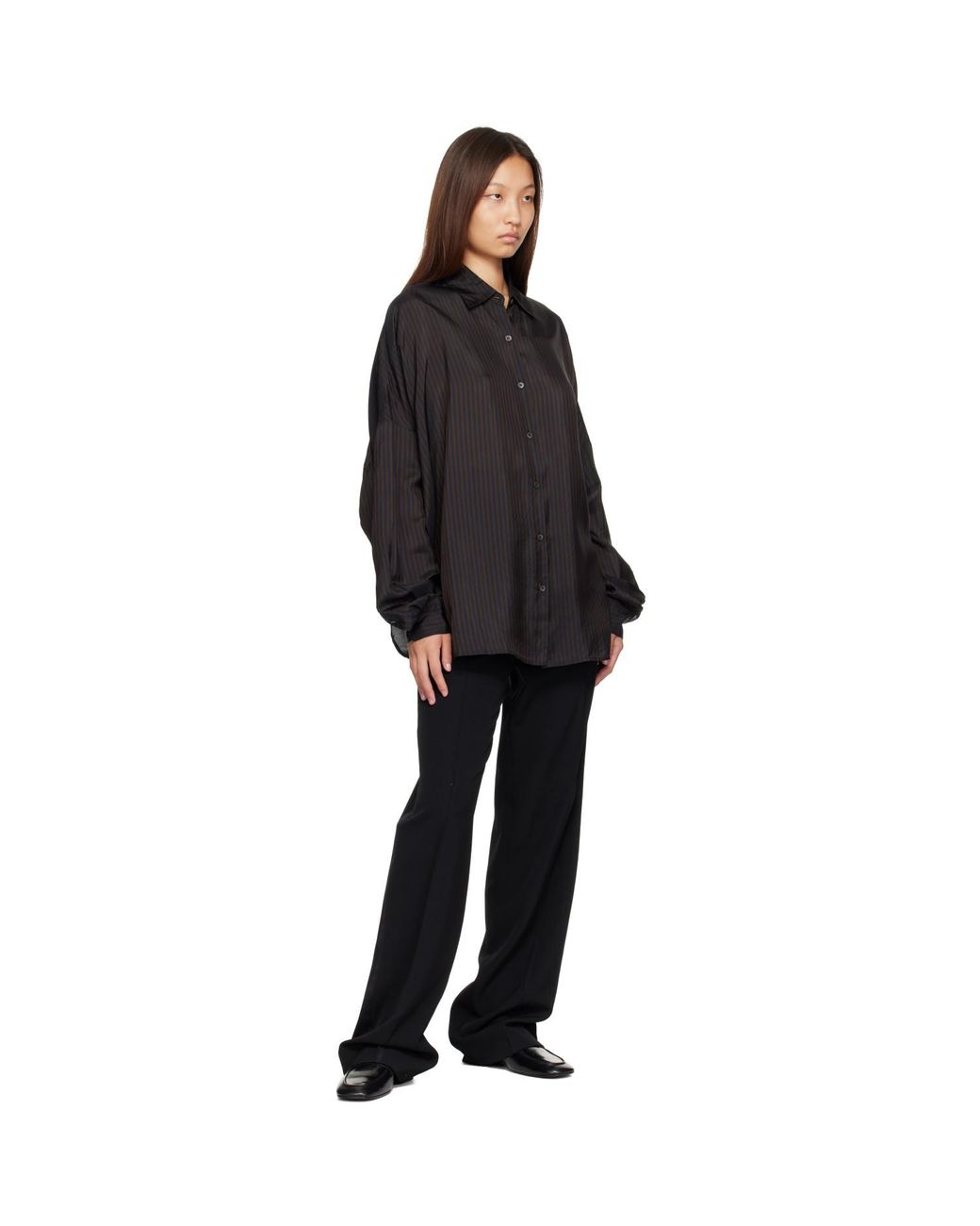 Dries Van Noten Black Cupro Cocoon Shirt