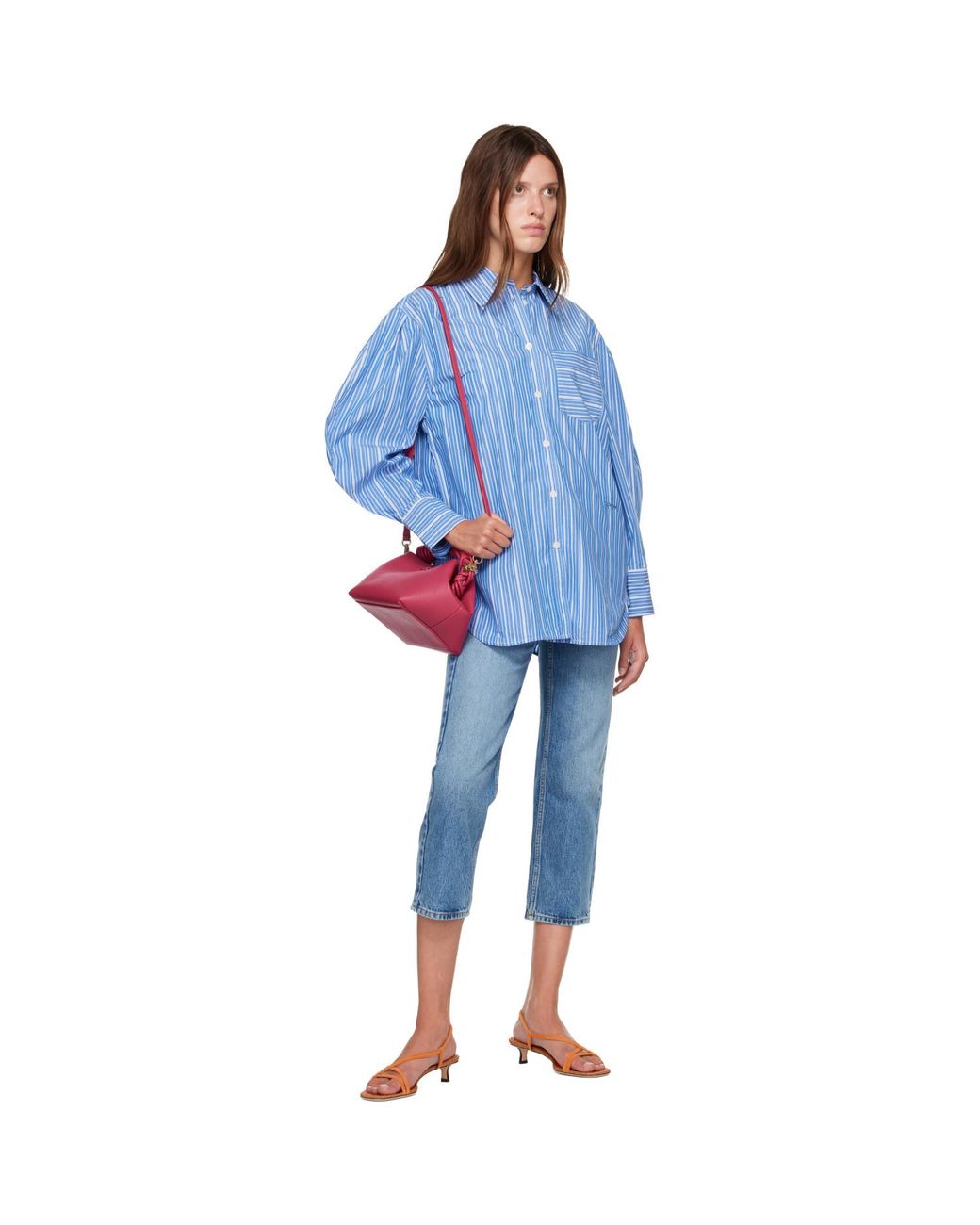 Ganni Blue Striped Cotton Shirt