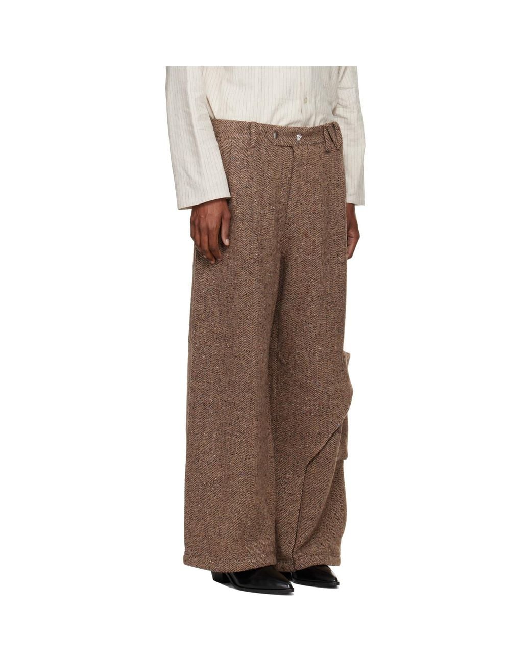 NULLUS Brown Draped Slide Cargo Pants for men