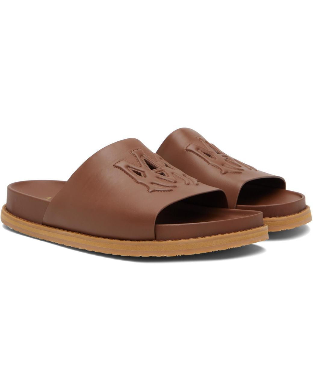 Amiri Brown Ma Leather Pool Slides for men