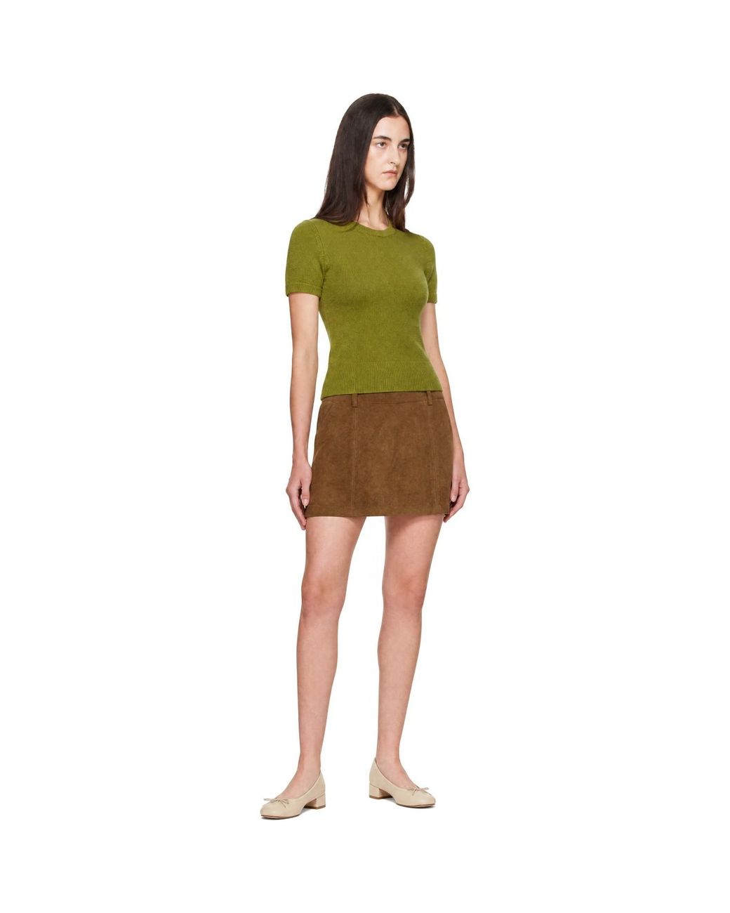 DUNST Green Half Sleeve Knit Top