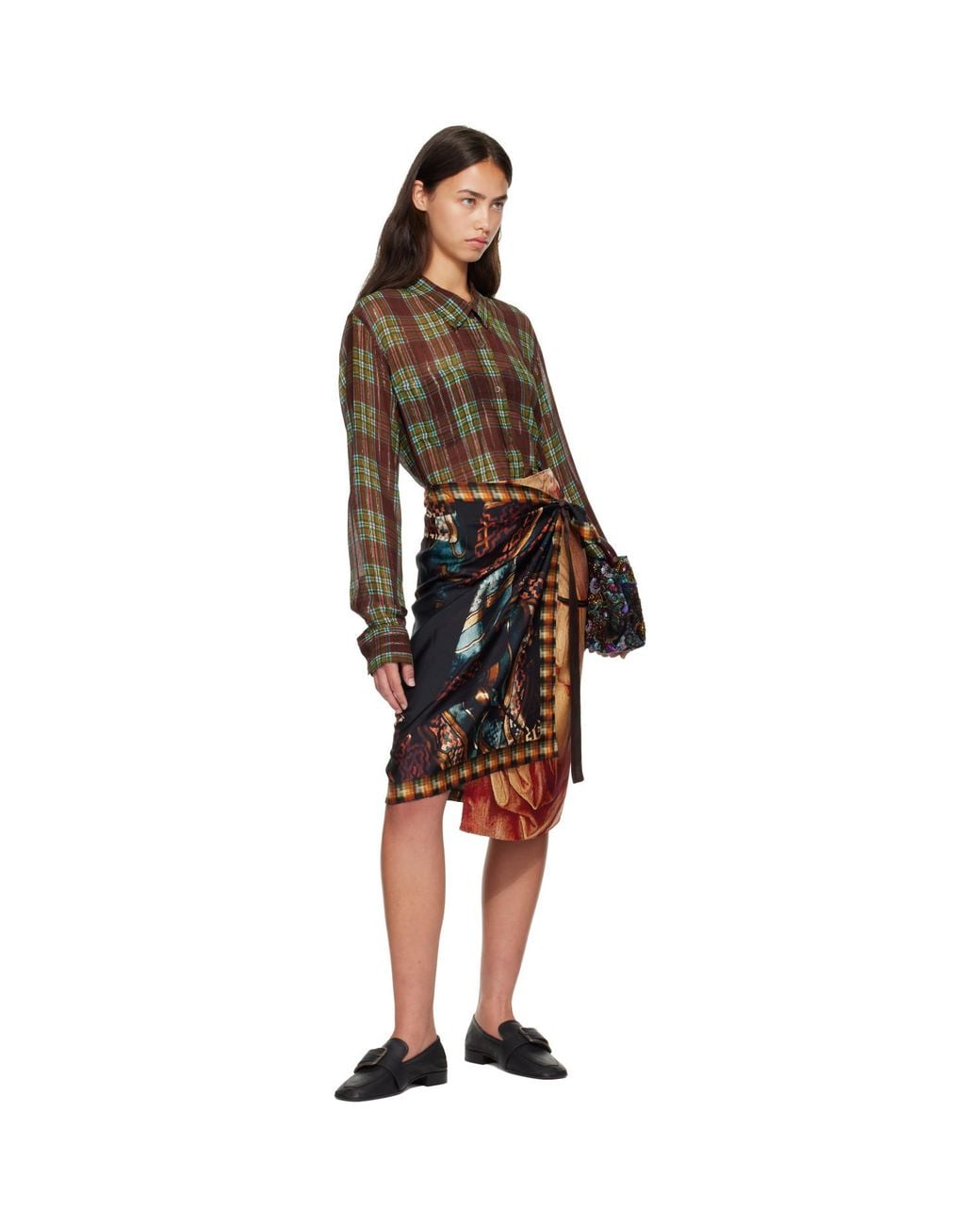 Dries Van Noten Black Wrap Scarf Midi Skirt