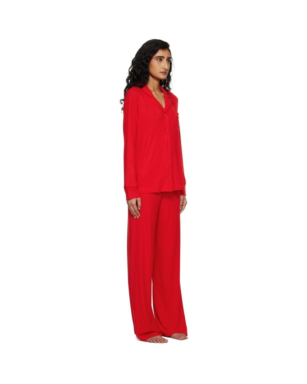 Skims Red Soft Lounge Sleep Pyjama Set