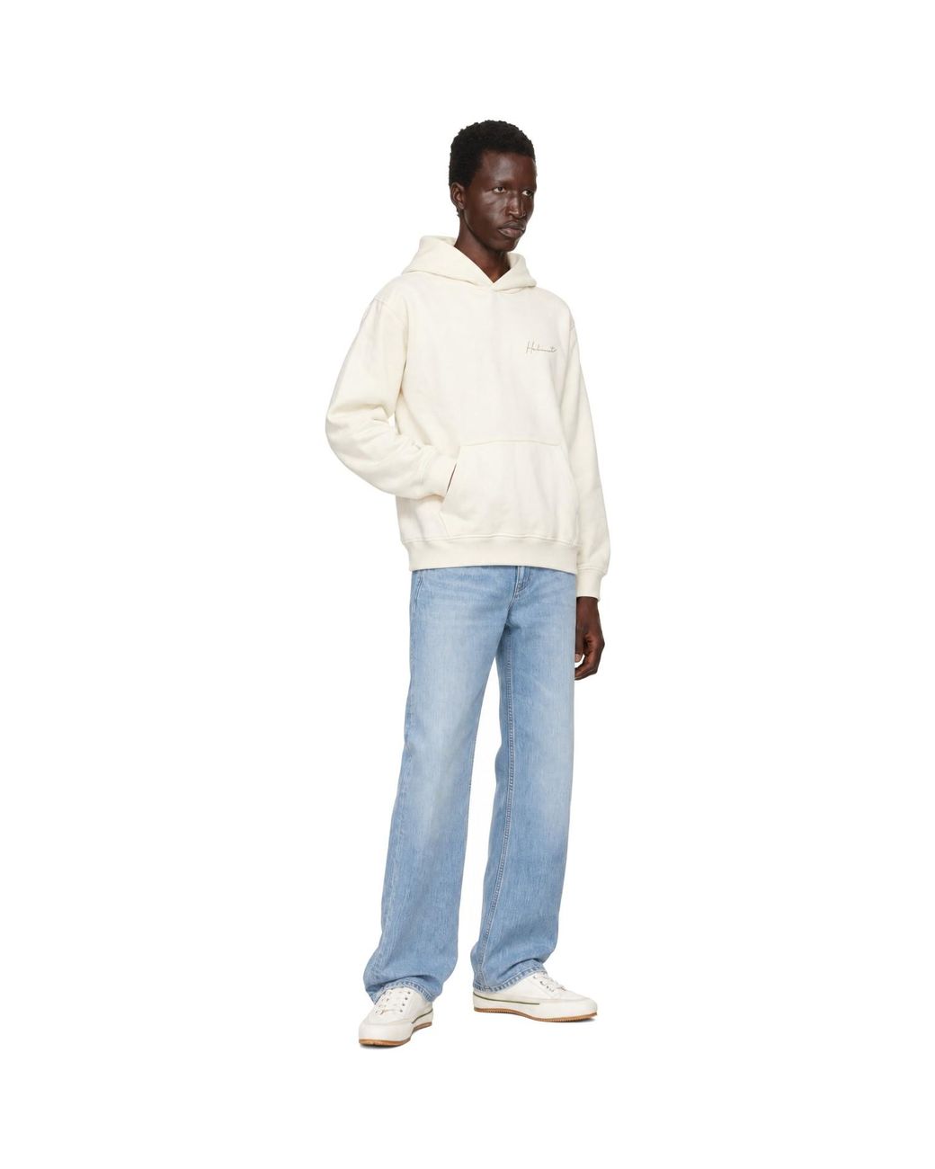 Helmut Lang White Off- Handwritten Logo Hoodie for men