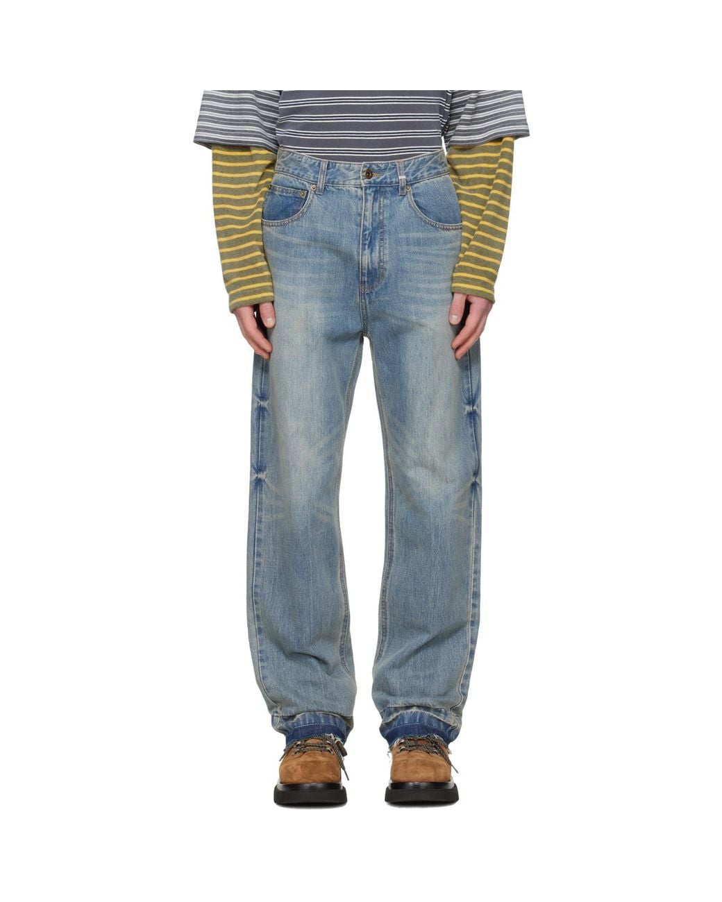 we11done Blue Faded Wash Jeans for men