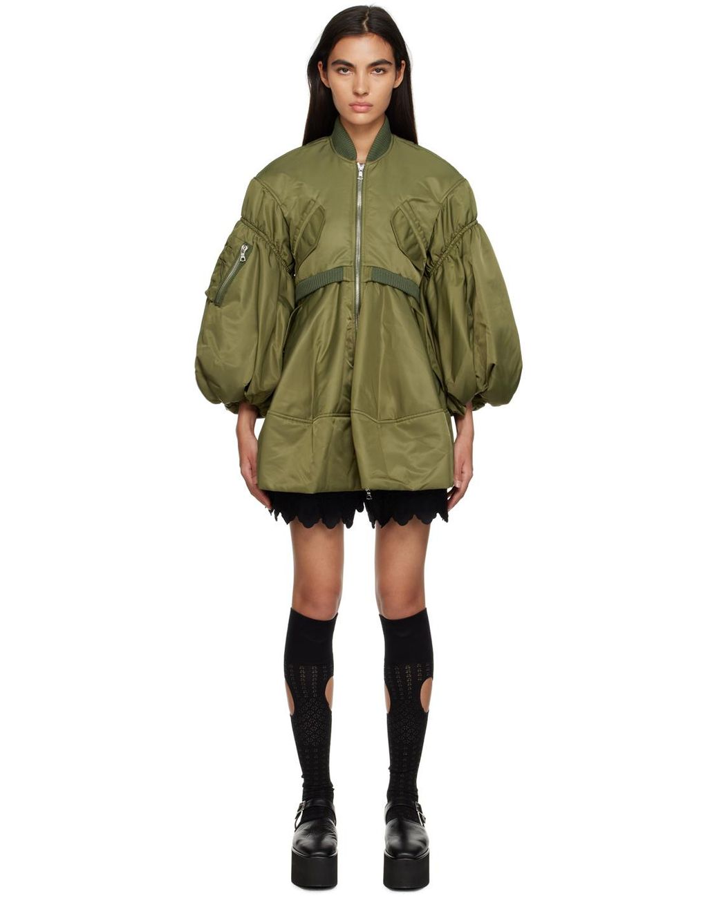 Simone Rocha Puff Sleeve Bomber Jacket in Green Lyst Canada