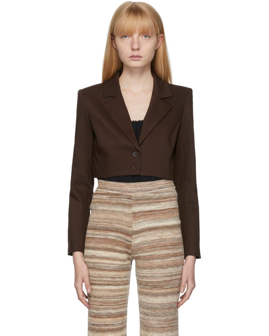 Paloma Wool Wool Brown Cropped Blazer Lyst