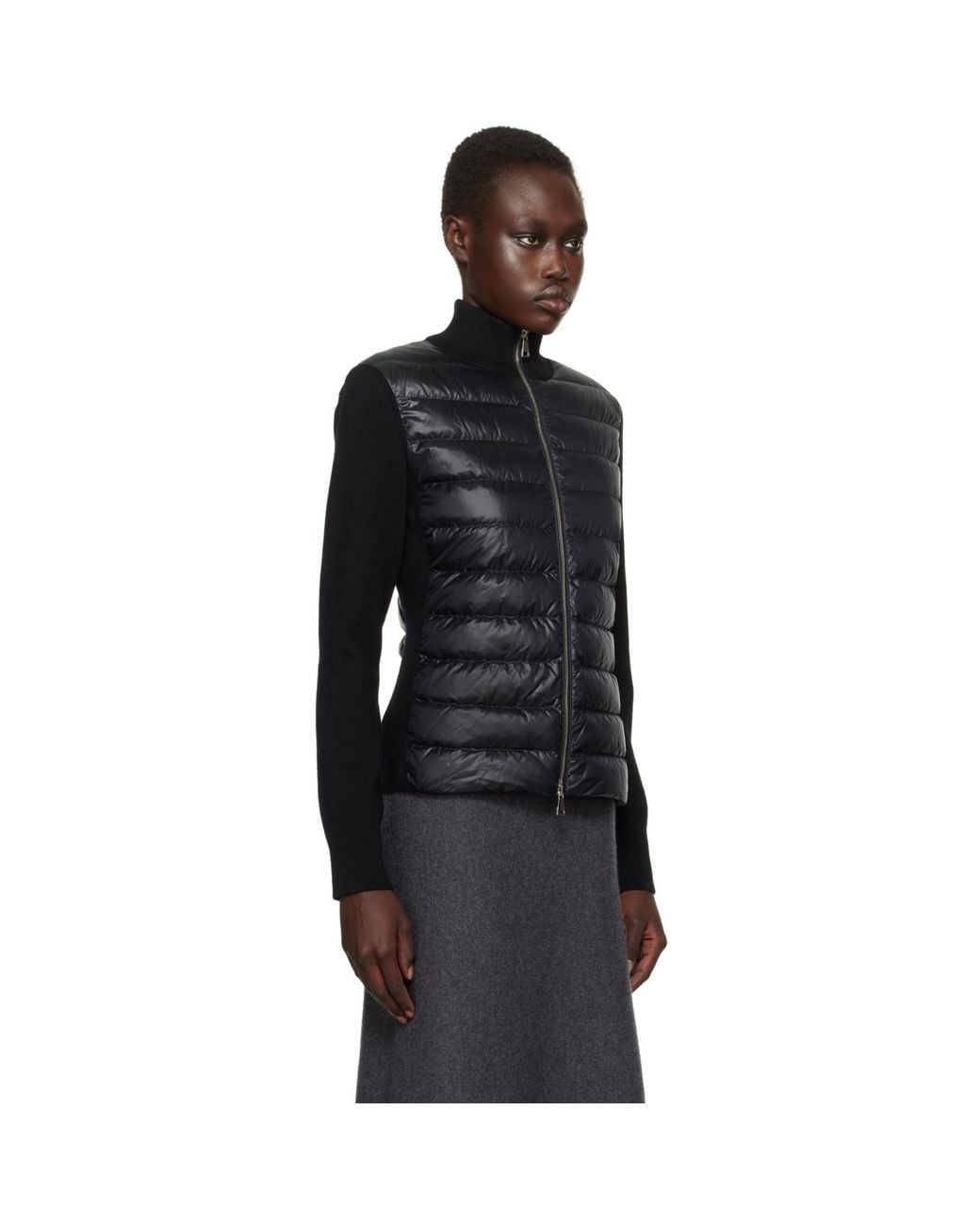 Moncler Black Wool Down-Filled Quilted Jacket