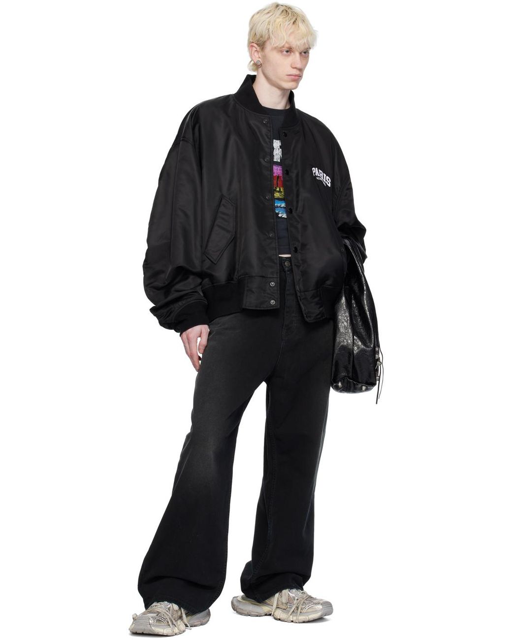Balenciaga 'paris' Bomber Jacket in Black for Men | Lyst