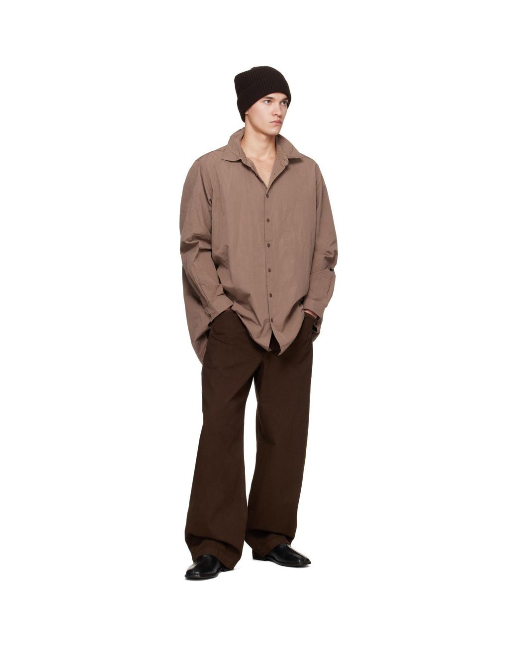 Casey Casey Brown Paper Cot Ikla Shirt for men