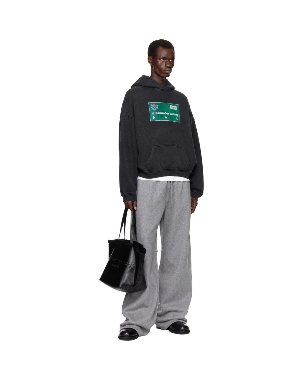 Alexander Wang Black Street Sign Graphic Hoodie for men