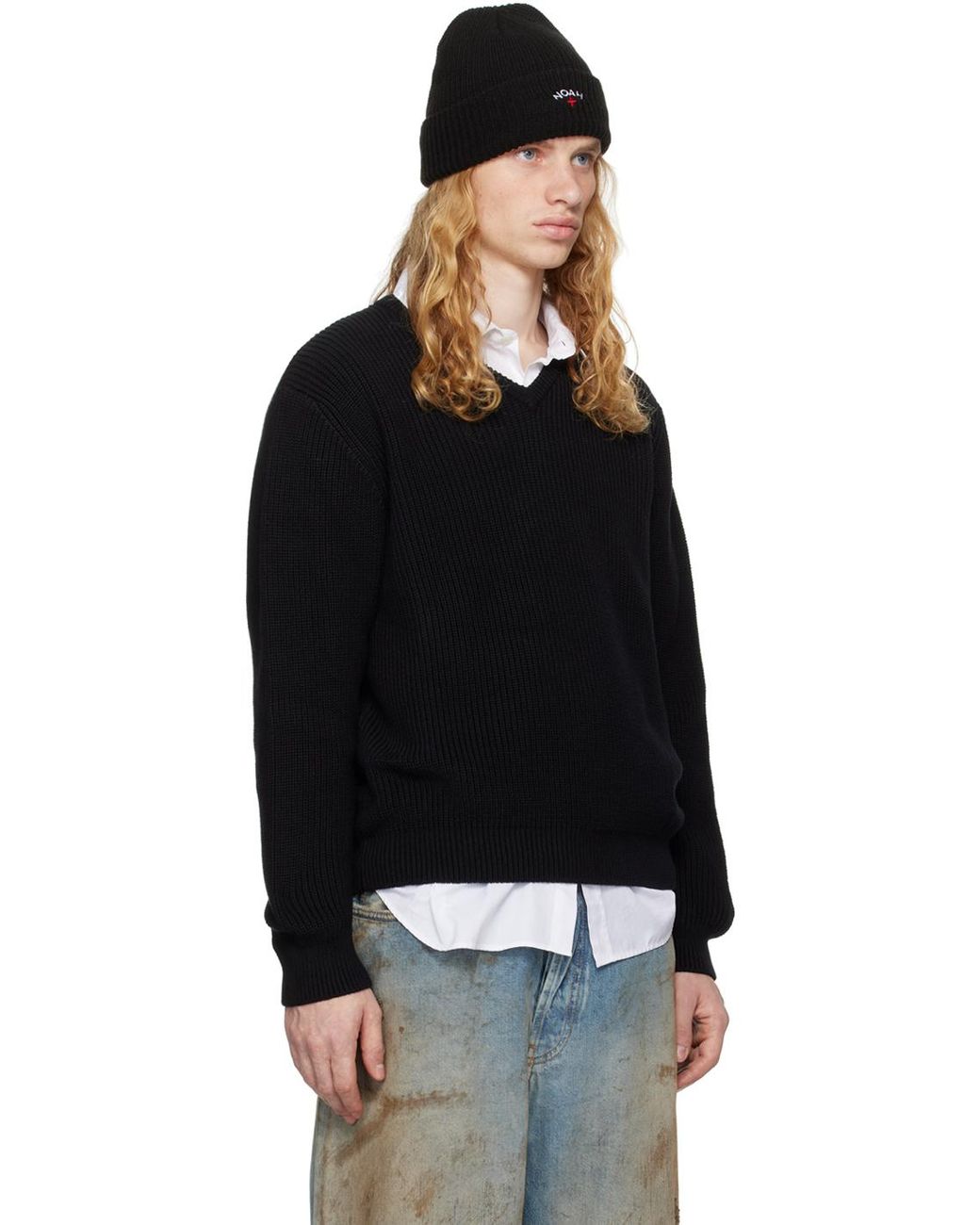Noah V-Neck Shaker Stitch Sweater in Black for Men | Lyst Noah V-Neck Shaker Stitch Sweater in Black for Men | Lyst