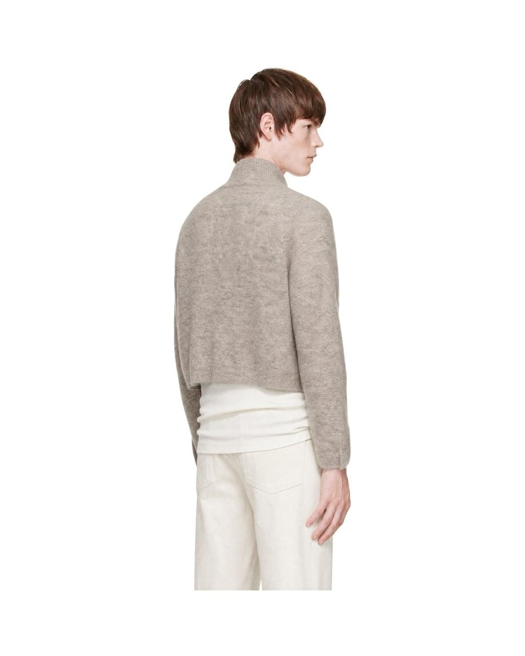 Cordera Gray Baby Alpaca Polo Sweater for men