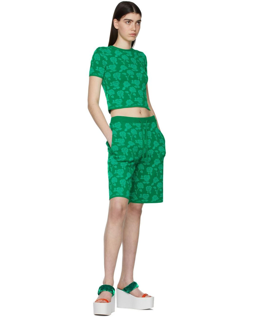 Pushbutton Green Polyester T-shirt