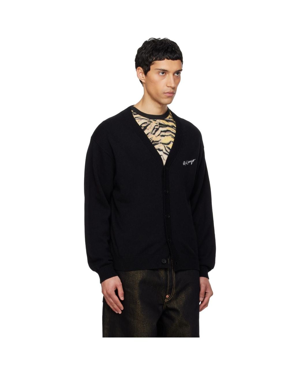 KENZO Black Paris Wild Tiger' Cardigan for men