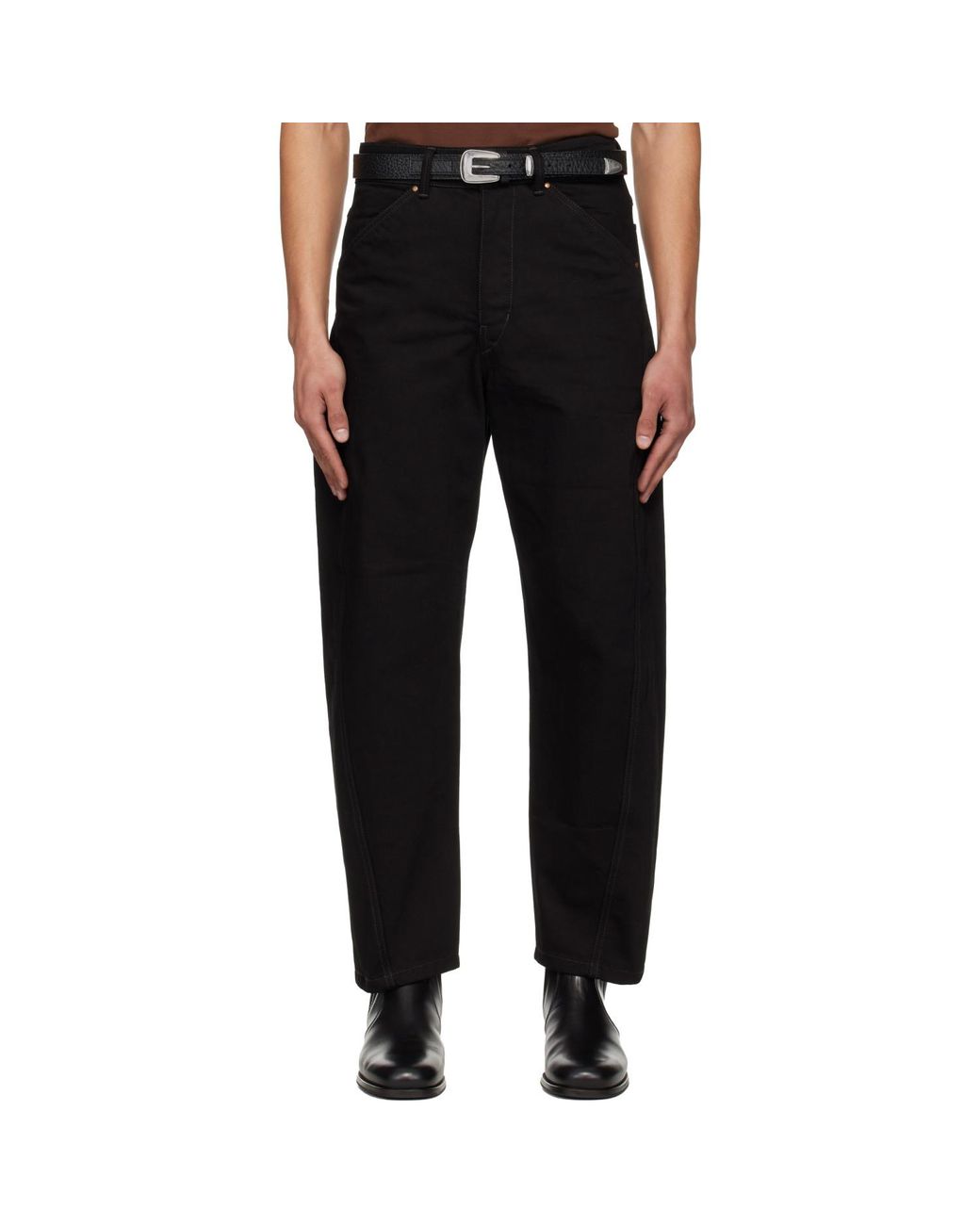 Lemaire Black Twisted Workwear Jeans for men
