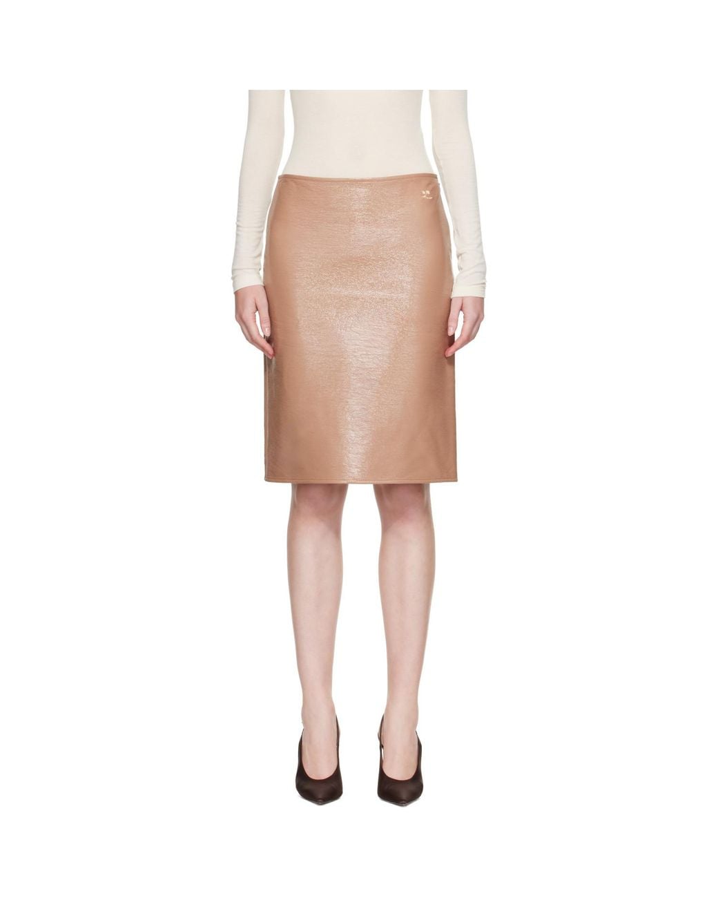 Courreges Natural Vinyl Midi Skirt