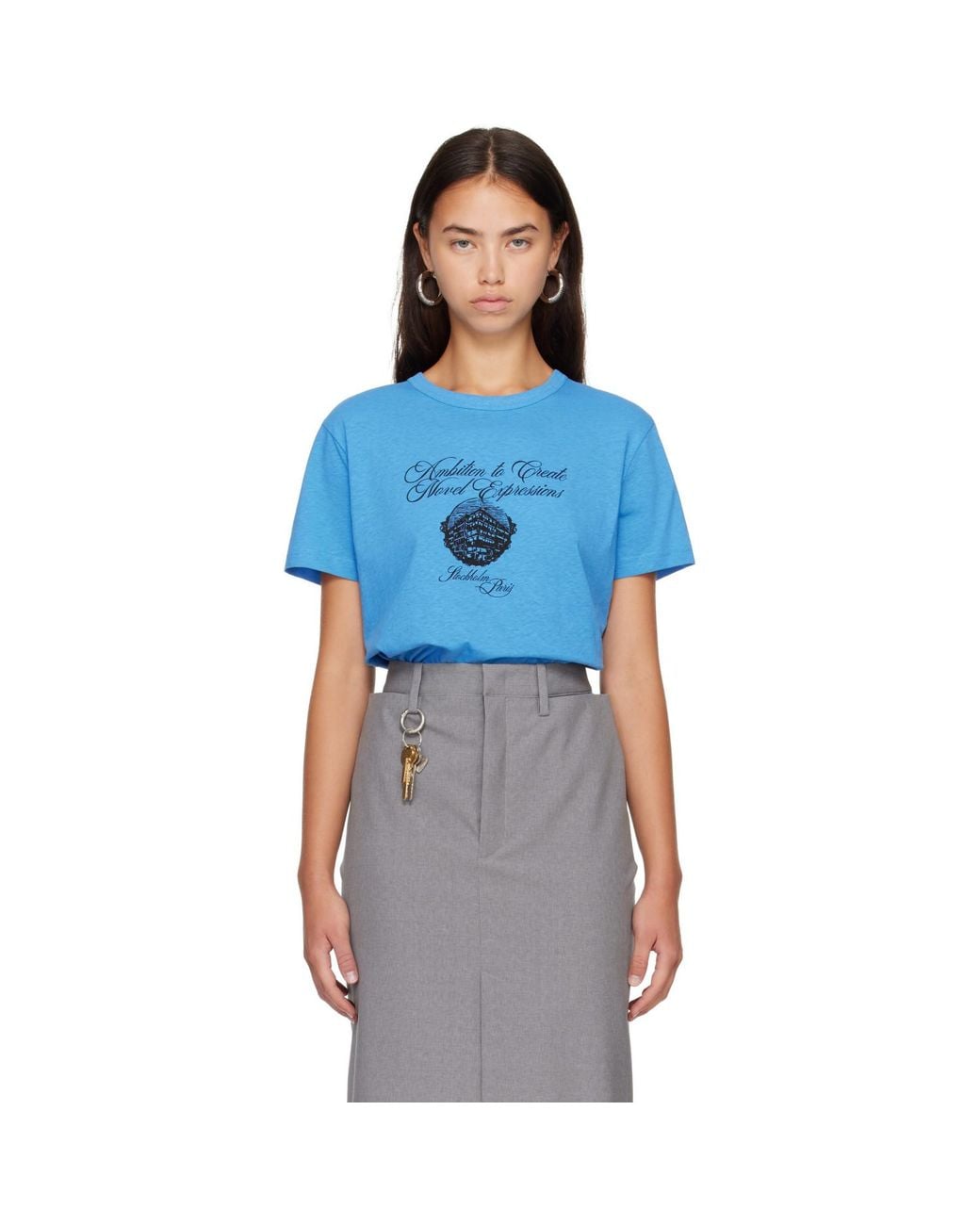 Acne Blue Graphic Jersey T-Shirt