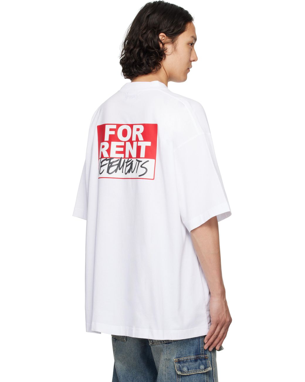 国内発送☆VETEMENTS☆FOR RENT OVERSIZED T-SHIRT/WHITE White 'For Rent' Oversized T-shirt by VETEMENTS on Sale