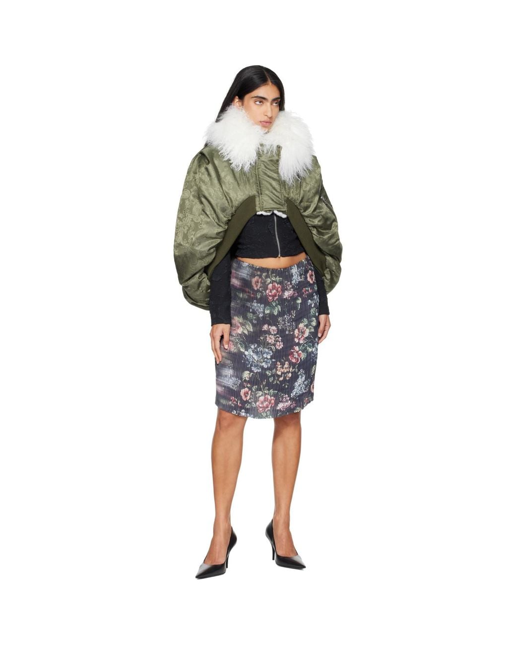 Petra Fargerstrom Black Ssense Exclusive Floral Pleated Midi Skirt