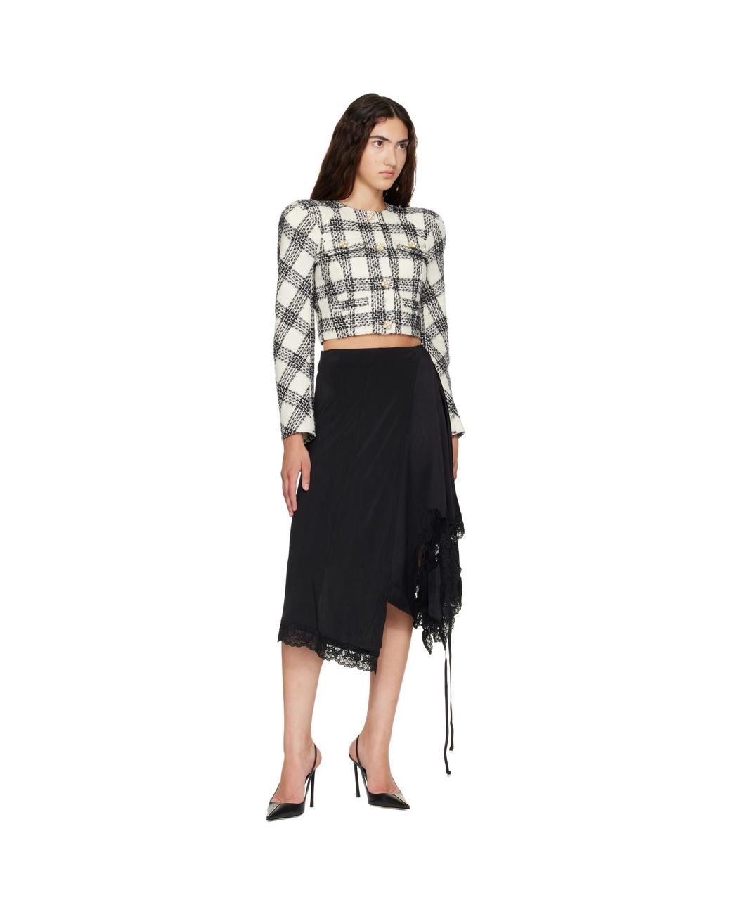 Vetements Black Round Shoulder Tweed Jacket