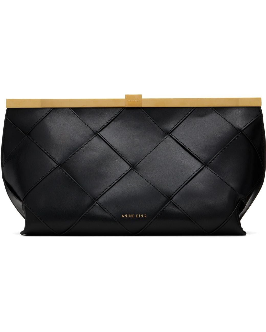 Anine Bing Black Anine Braided Leather Clutch