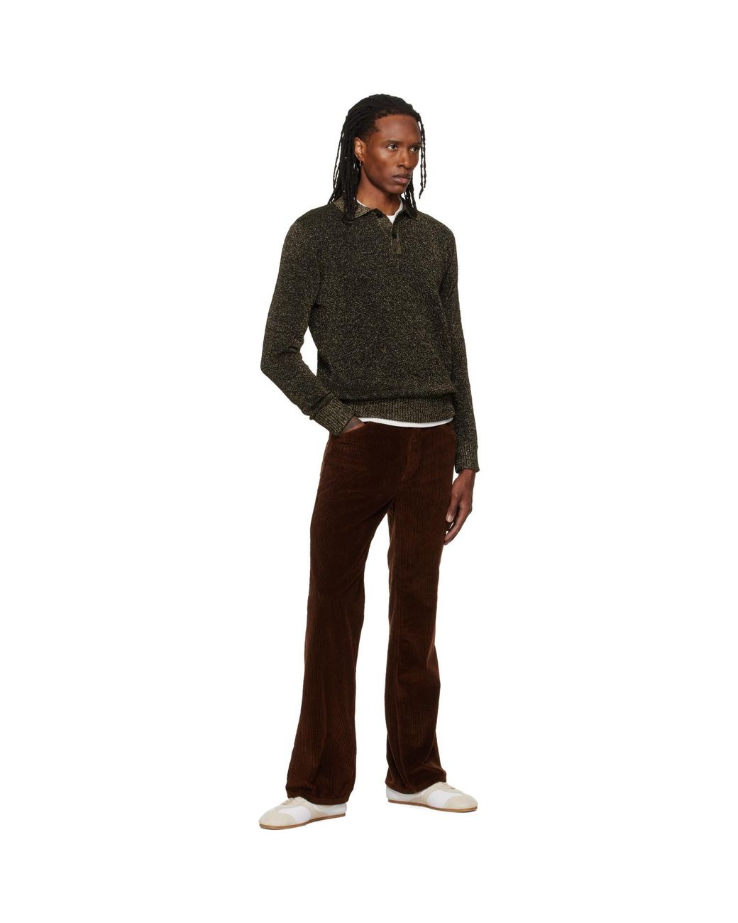 Marni Black Wool Lurex Detailing Polo for men