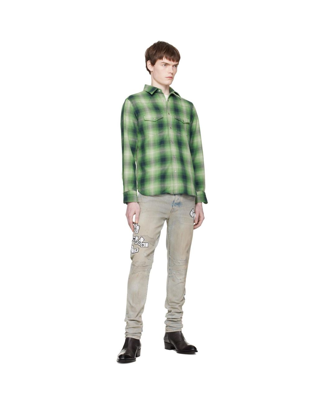 Amiri White Domino Appliqué Skinny Jeans for men