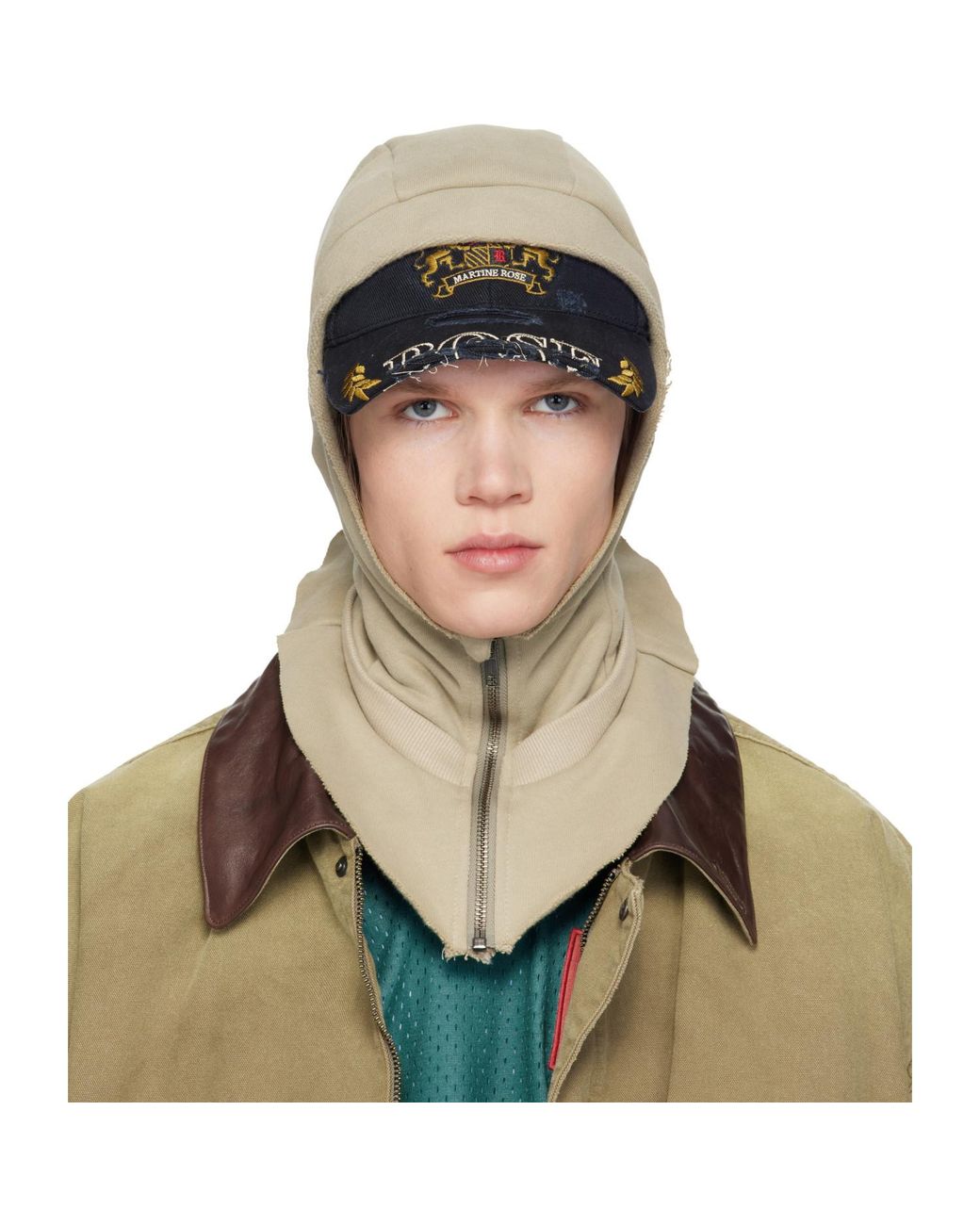 Martine Rose Green Cut Peak Hood for men