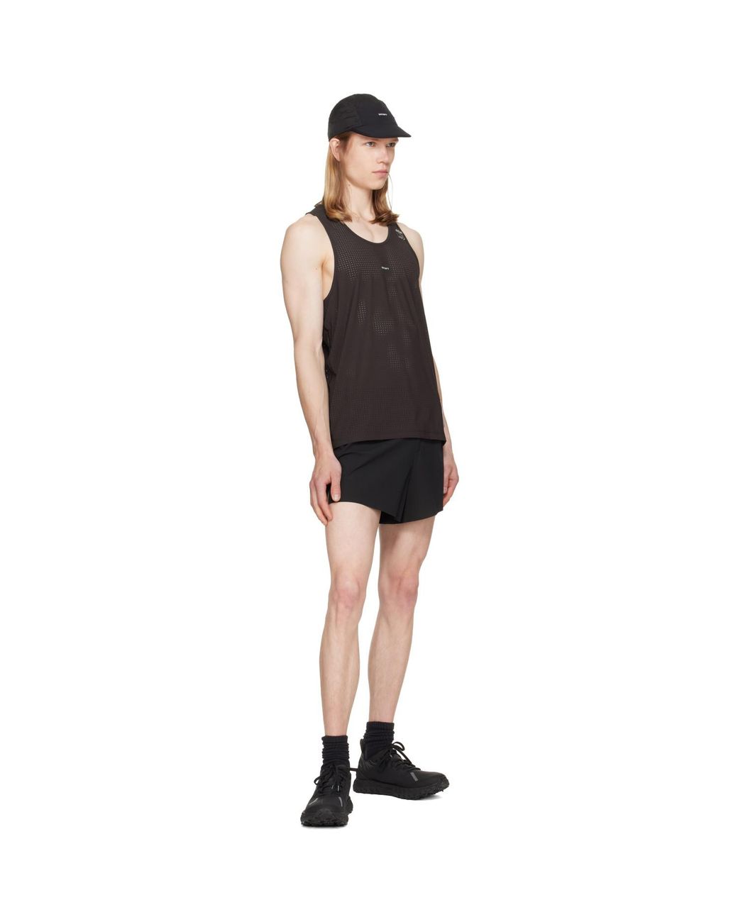 Satisfy Black Burgundy Space‑O Singlet Tank Top for men