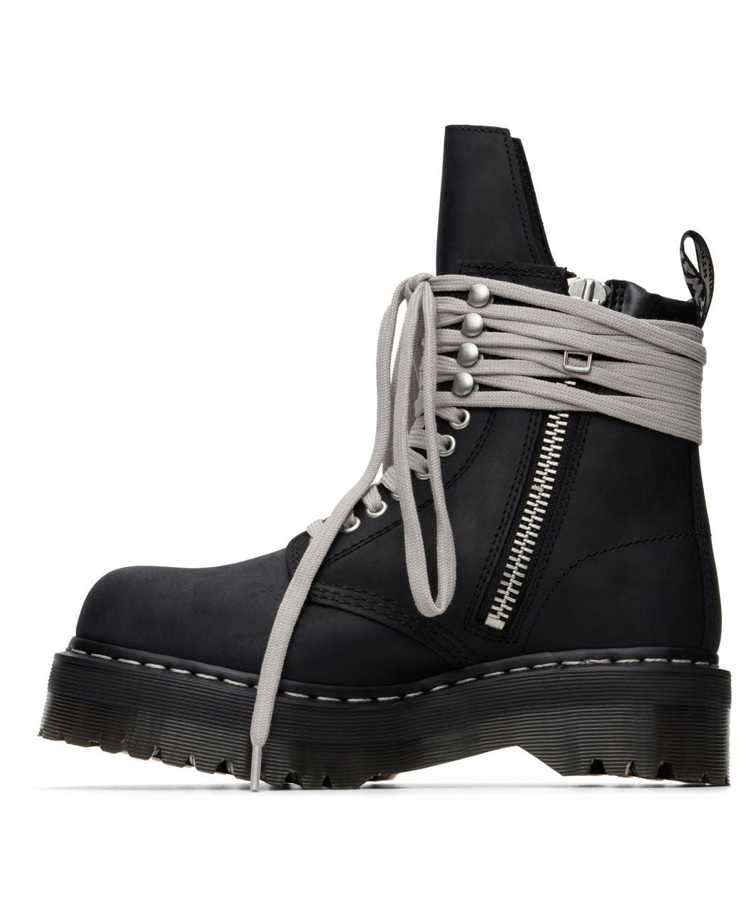 Rick Owens Black Dr. Martens Edition Quad Sole Steel Toe Boots for men