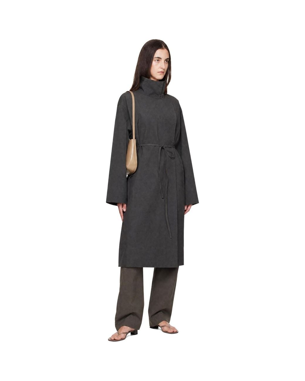 St. Agni Black Technical Cotton Cocoon Coat