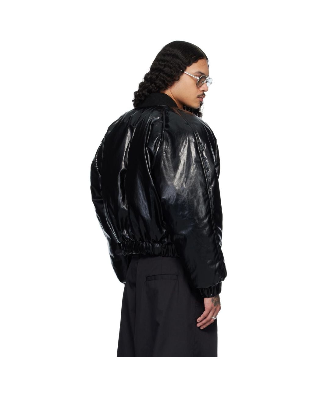 Lu'u Dan Black Riot Faux-Leather Bomber Jacket for men