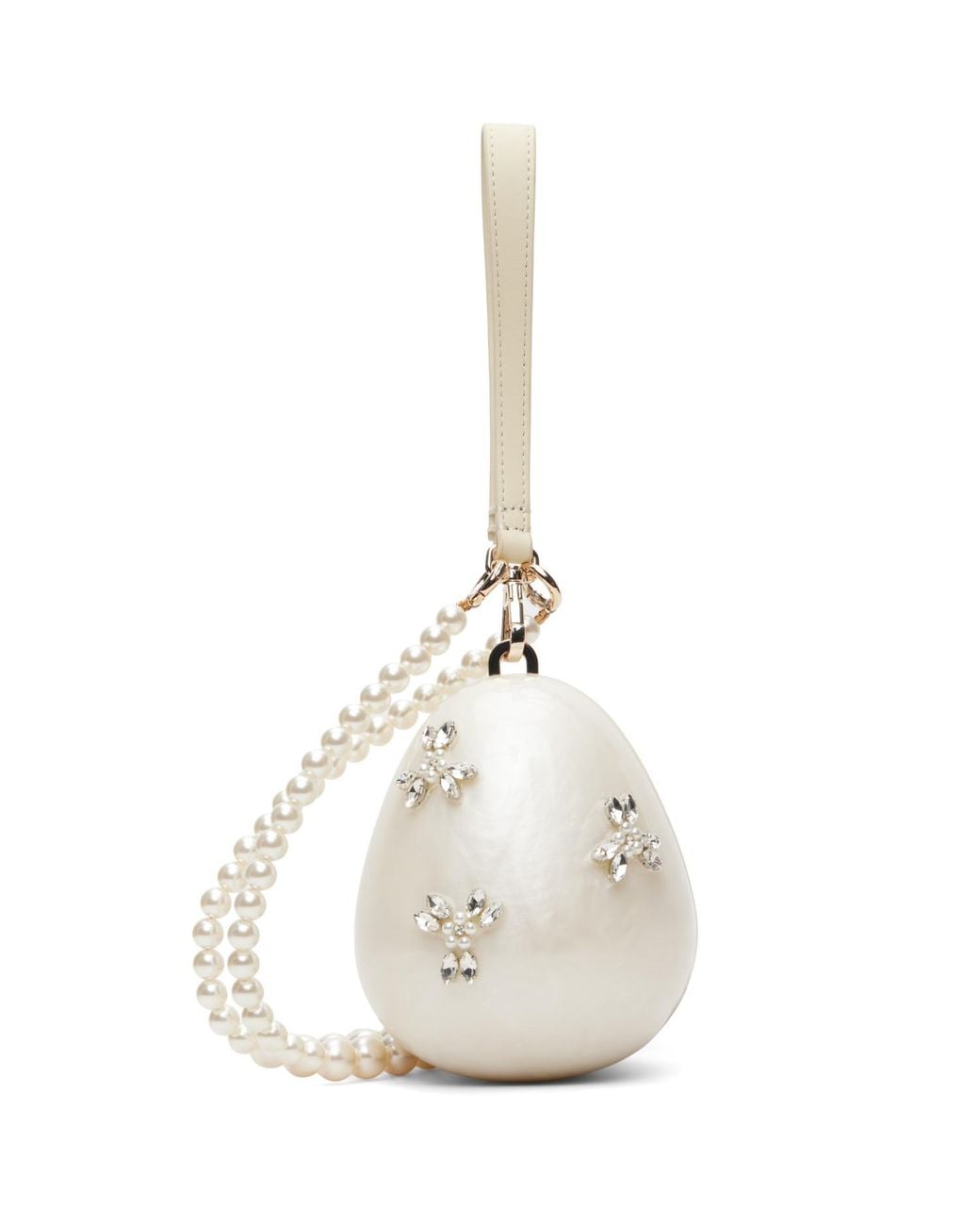 Simone Rocha Metallic Off- Embellished Pearl Crossbody Micro Egg Bag