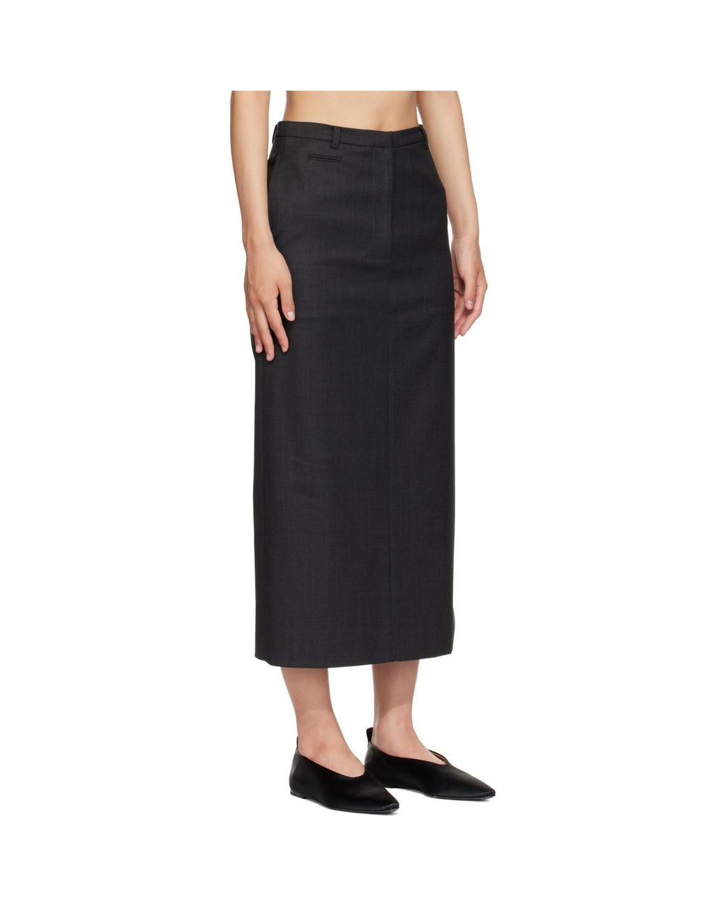 NOTHING WRITTEN Black Bany Wool Midi Skirt
