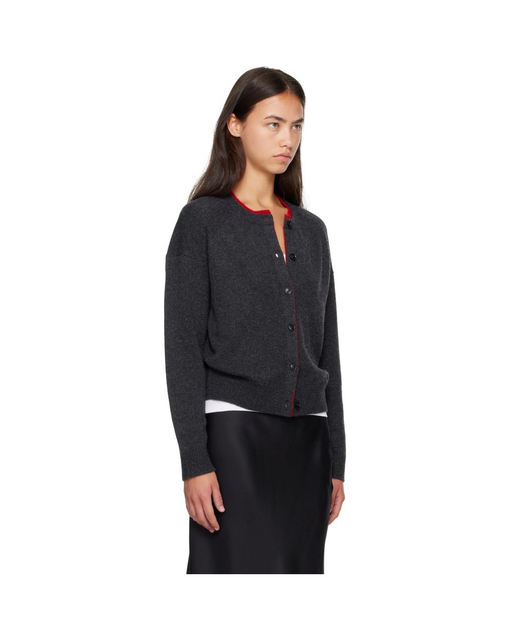 Loulou de Saison Black Nicola Bicolor Cashmere Cardigan