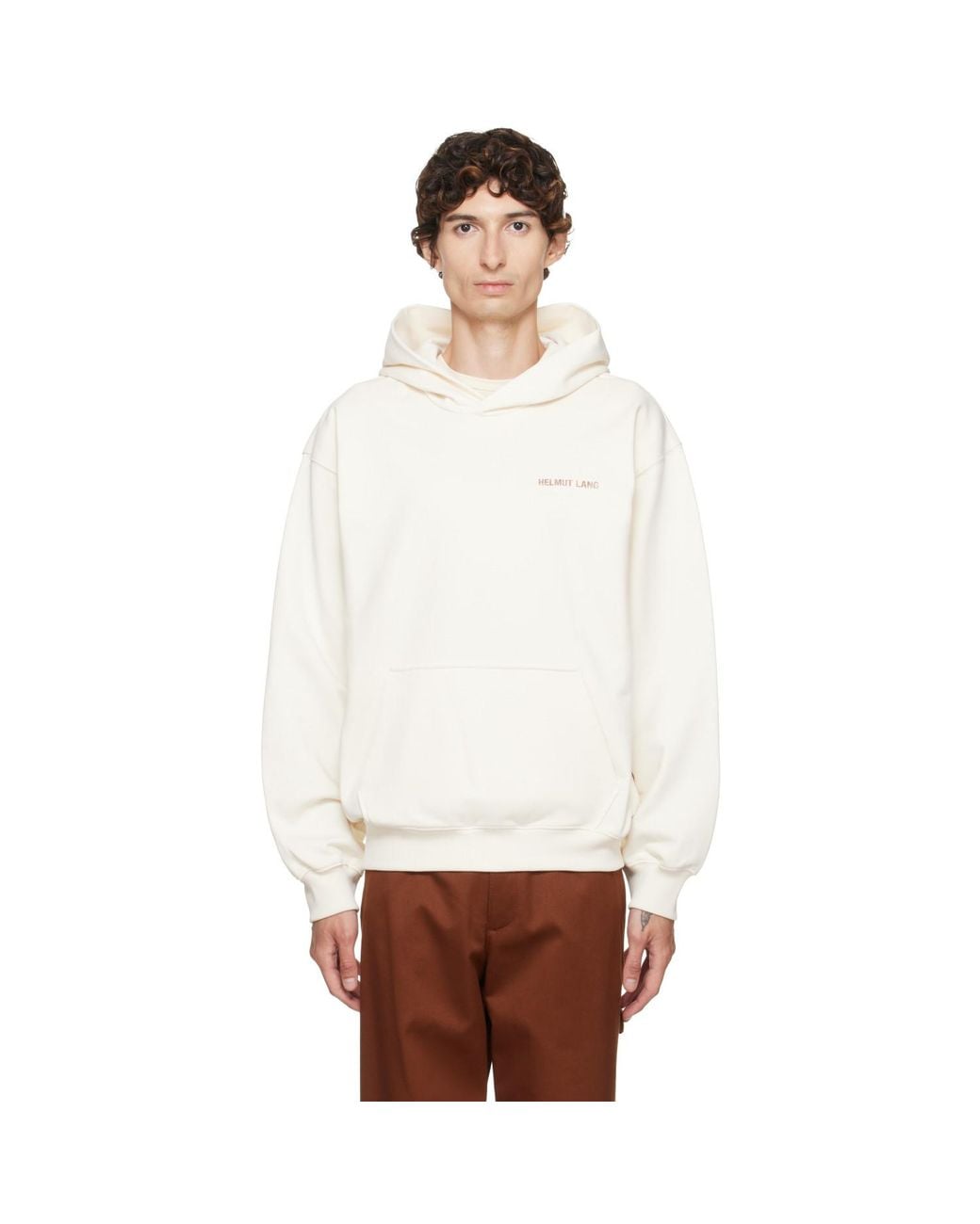 Helmut Lang White Off- Logo Hoodie for men