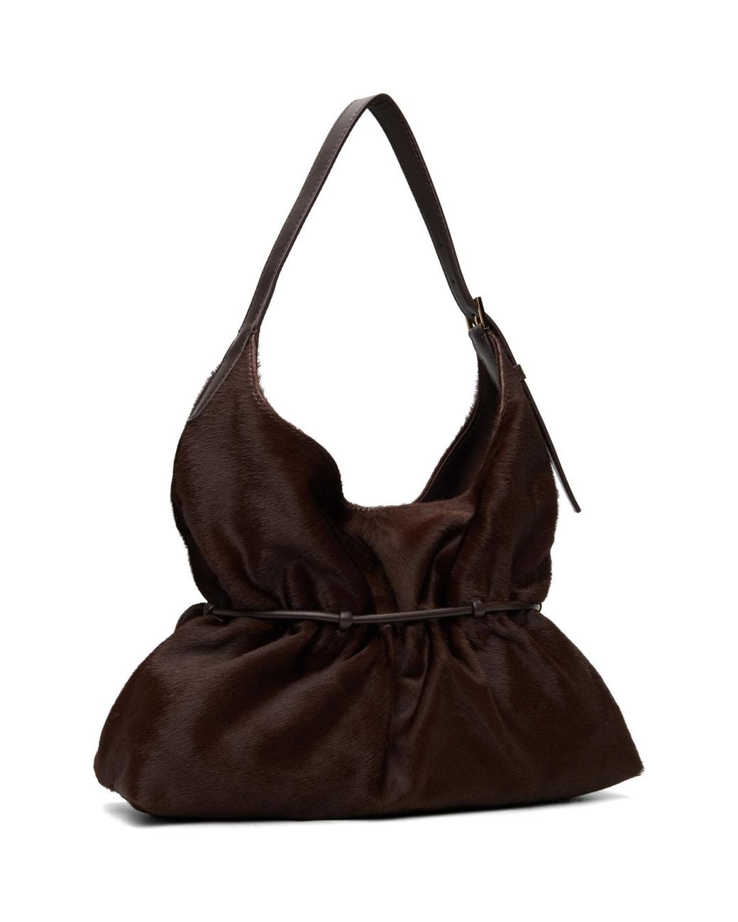 Balmain Brown Sphynx Medium Pony-Effect Leather Bag