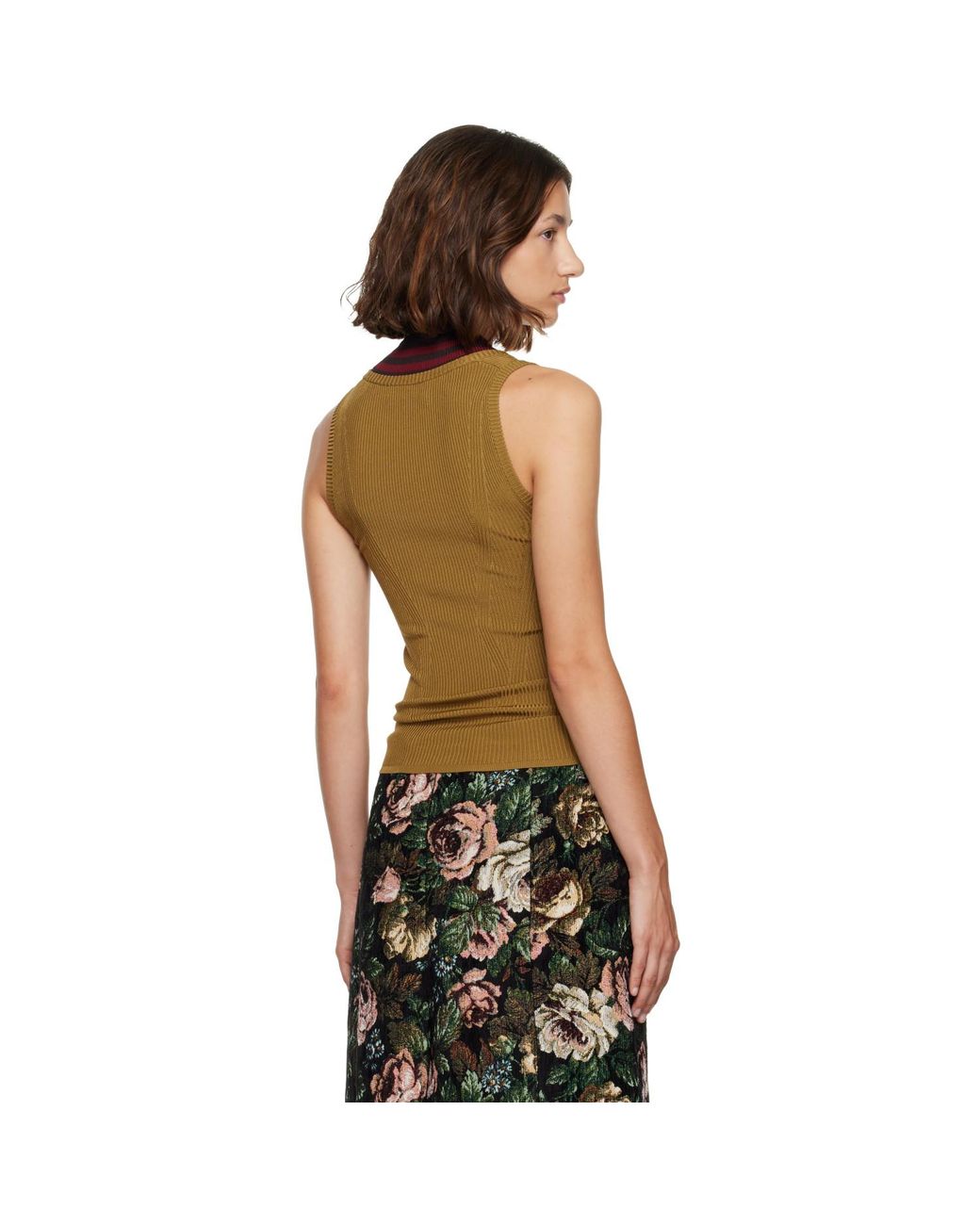Dries Van Noten Green Khaki Ribbed Tank Top