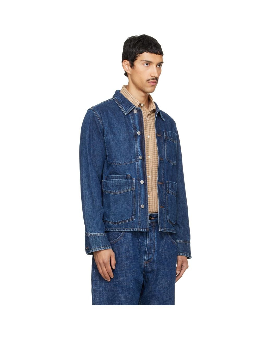 Drake's Blue Work Denim Jacket for men