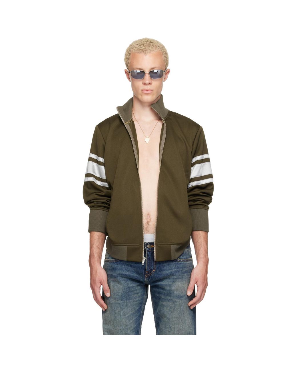 Raimundo Langlois Green Khaki Track Jacket for men