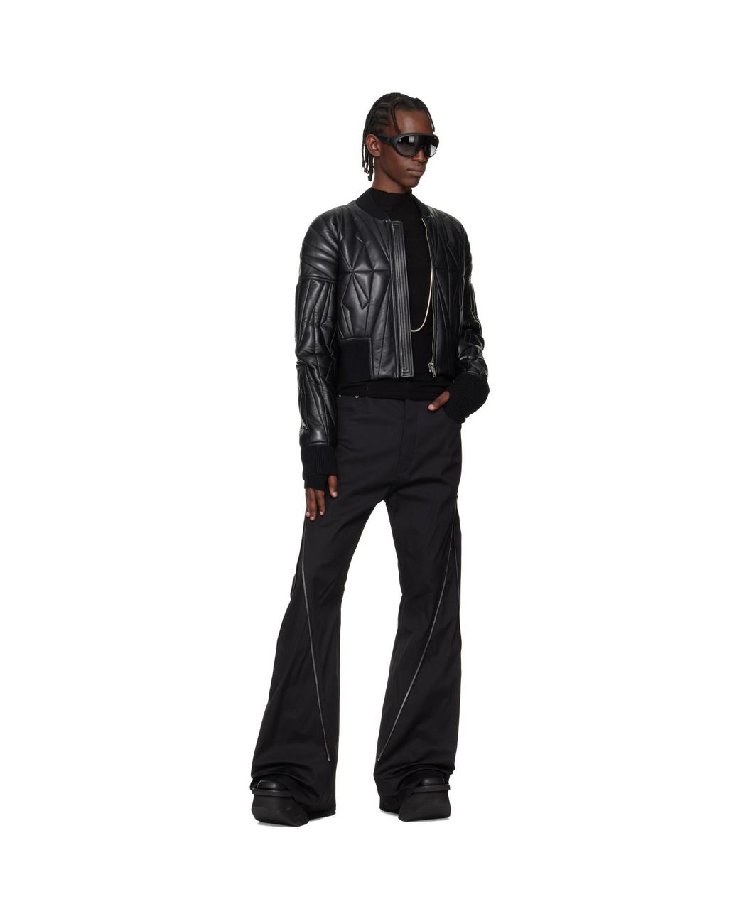 Rick Owens Black Moncler + Geocamo Cropped Flight Jacket for men