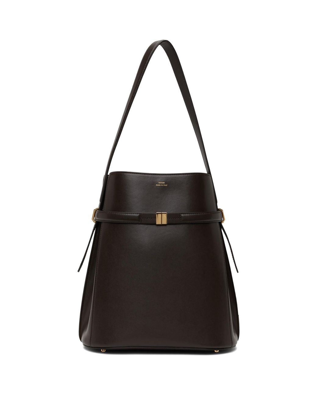 Totême Black Belted Leather Bucket Bag