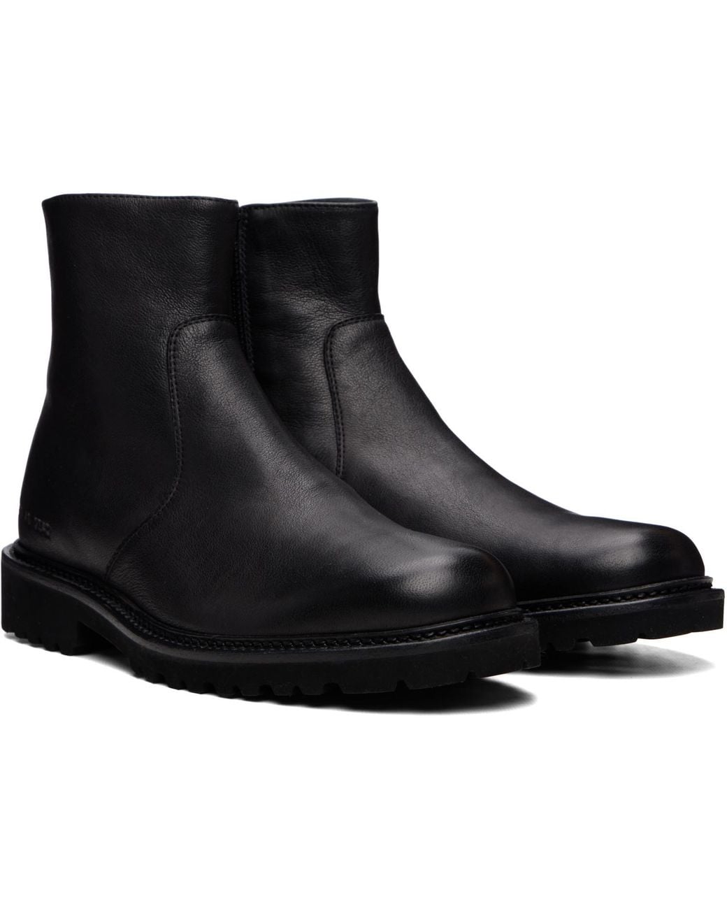 Common Projects Black Leather Piuma Zipper Boots for men
