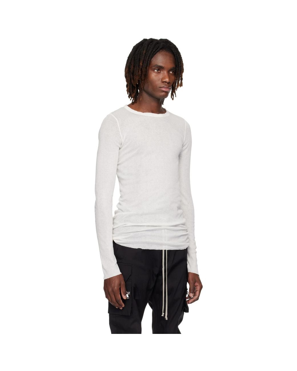 Rick Owens Black Off- Temple Rib Ls T-shirt for men