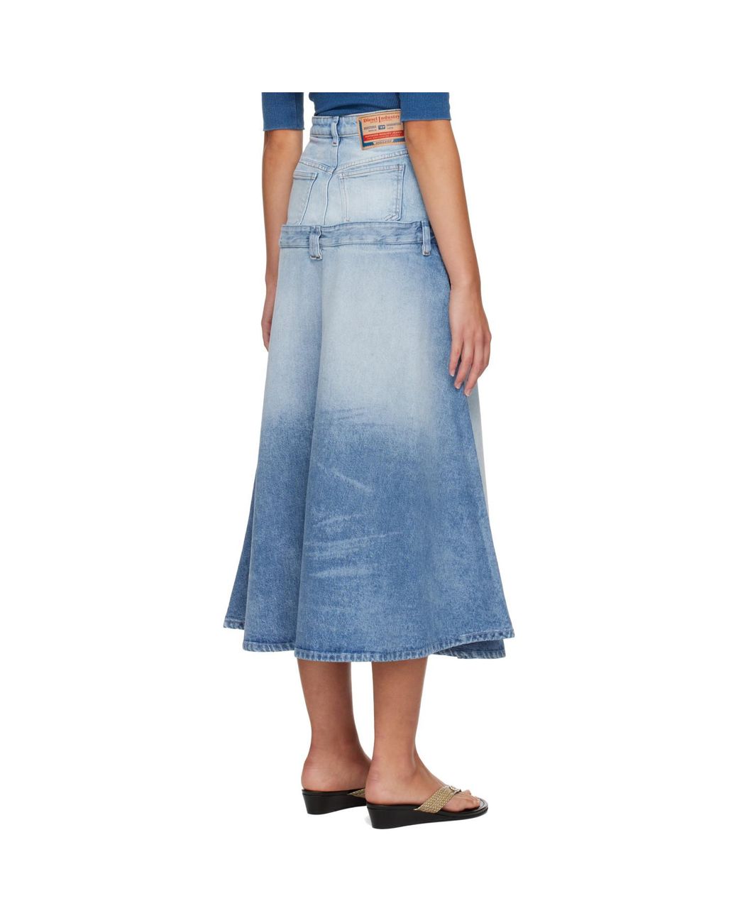 DIESEL Blue Layered Denim Midi Skirt