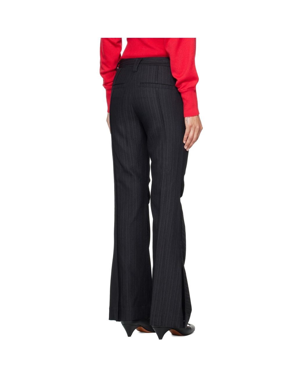 OPEN YY Black Stripe Tailored Bootcut Trousers